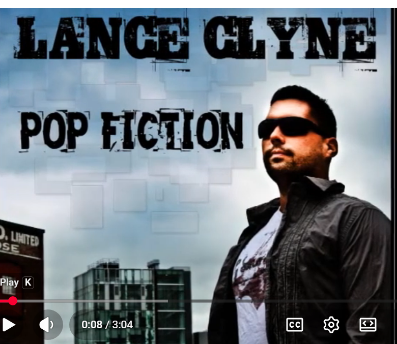 Pop Fiction artwork captured from a YouTube video, including player controls